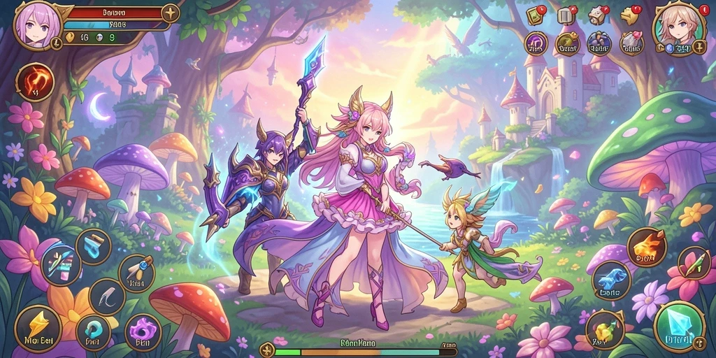 Pemandangan hutan yang indah dalam game.